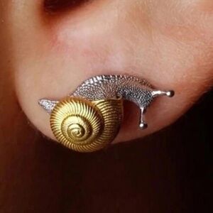 Silver and Gold Snail Stud Earrings